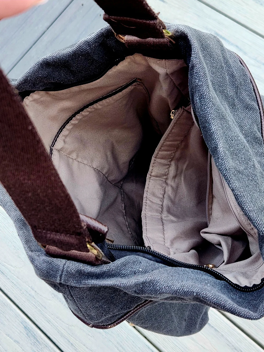Everyday Dark Gray Canvas Hobo Bag with Top Handle